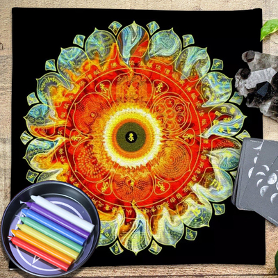 六字真言曼陀罗小桌布塔罗布推牌布水晶布仪式布桌游背景布可定制