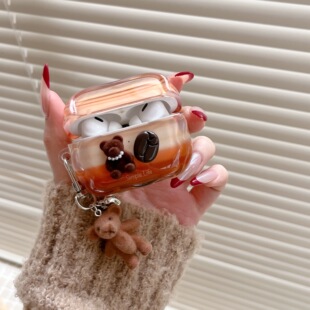 可爱卡通咖啡小熊airpods4保护套airpodspro2耳机壳airpods3蓝牙耳机套airpodpro3耳机壳保护套airpodspro2