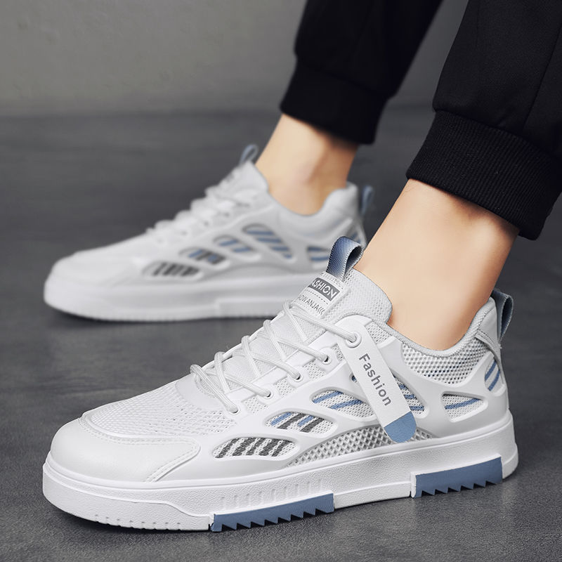 透气网面小白鞋男运动休闲板鞋系带百搭潮流鞋子