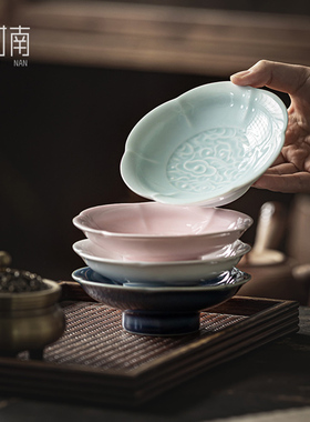 陶瓷新中式高脚茶点盘结婚家用糕点盘宋代复古点心盘居家白色果盘