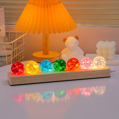 发光七彩玻璃珠水晶球小夜灯