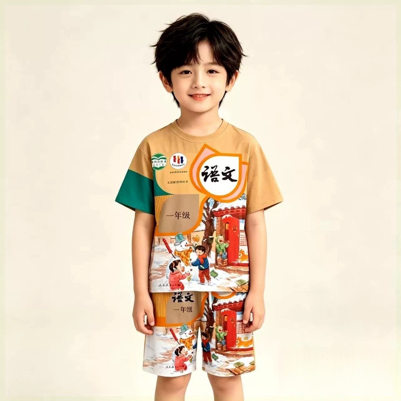 清仓小学语文数学夏季短袖套装图片