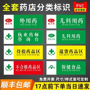 药房药店分类分区标识牌全套标签区域牌门诊医院诊所大药房药品分区域分组标识牌GSP认证贴纸标牌定制