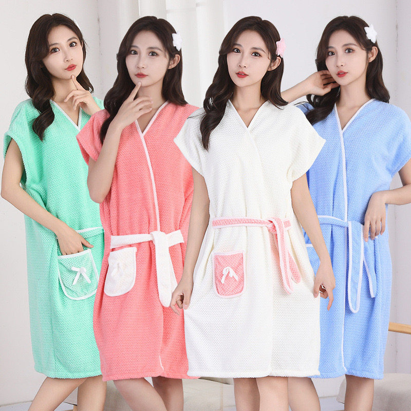 可穿式浴巾透气休闲居家服可爱洗澡家用女浴袍比纯棉吸水柔软学生