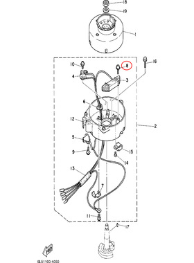8)翟墨雅马哈舷外机船外橡皮艇冲锋舟十字槽盘头螺钉90159-05038