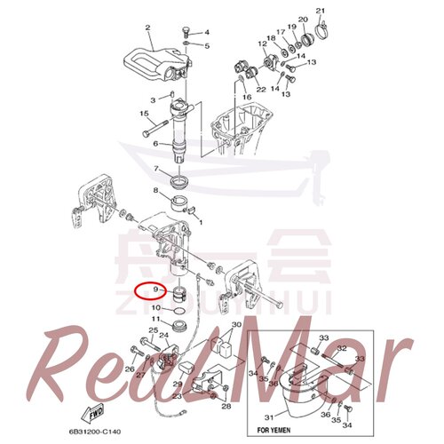 衬套 舷外机雅马哈百胜海的航凯翟墨 18/20马力 90386-40M09