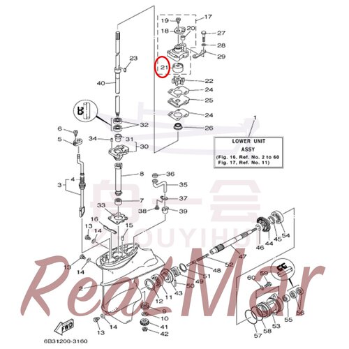 水泵壳体座圈 舷外机雅马哈海的航凯翟墨 18/20马力 682-44322-41