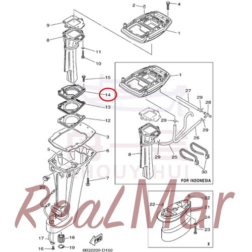 排气管固定块 舷外机雅马哈翟墨 18/20马力 6B4-41116-00-5B