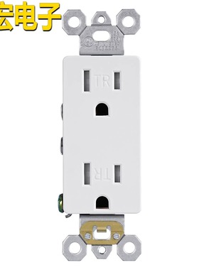 跨境美标美式装修白色插座带TR15A/20A AC125V家用美规插座UL认证