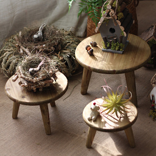 木质迷你小板凳小凳子装饰摆件花园庭院阳台杂货拍摄道具创意个性