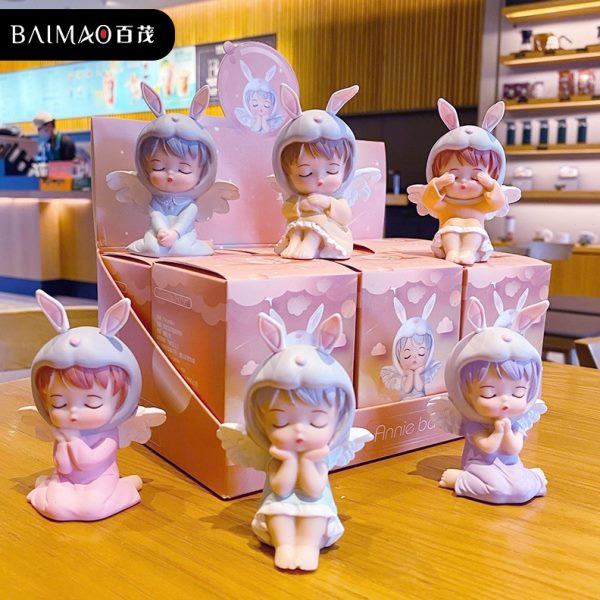 百茂卡通安妮宝贝潮玩手办盲盒少女心精致瑜伽女孩办公室桌面摆件