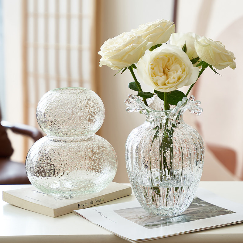 网红夜光透明玻璃花瓶水培鲜花干花客厅餐桌荧光装饰品摆件高级感,鲜花速递/花卉仿真/绿植园艺,花瓶,淘宝优惠券,粉丝福利购,淘宝优惠卷
