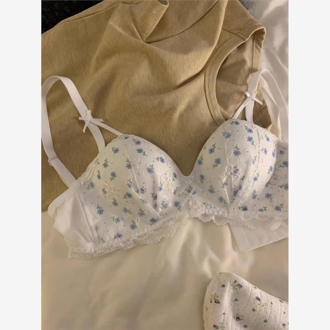小碎花内衣女小胸聚拢上