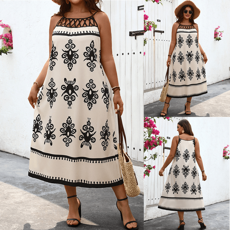 Plus size summer women dresses pierced sexy strappy dress 裙