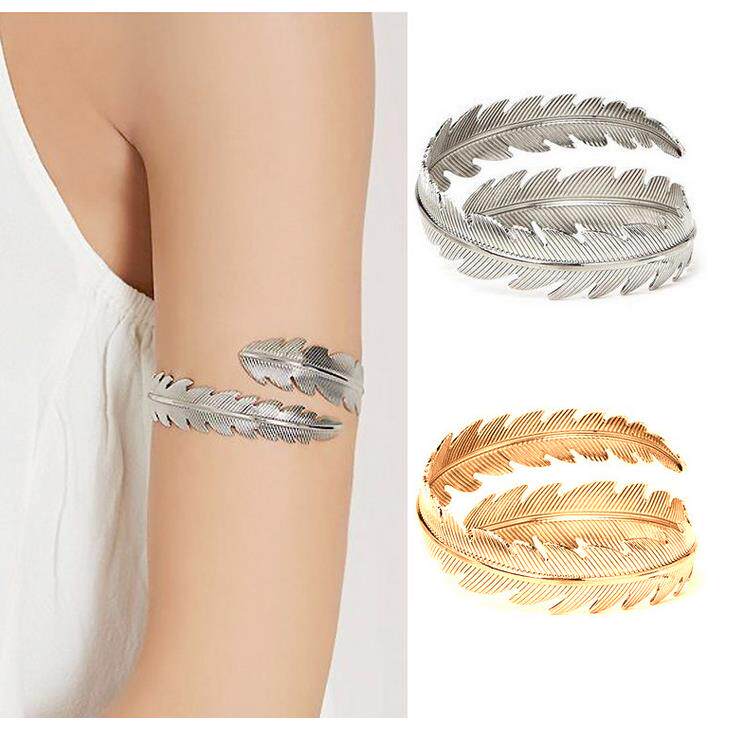 women alloy bracelet jewelry arm bracelets 羽毛手臂镯手环