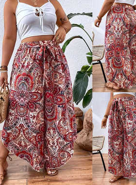 Plus size Women wide leg pants casual baggy pants阔腿裙裤5XL