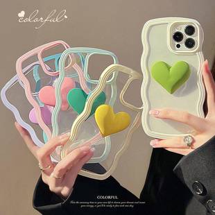 13苹果12 pro max手机壳11波浪边套14 适用于情侣Iphone COVER plus大爱心cp CASE