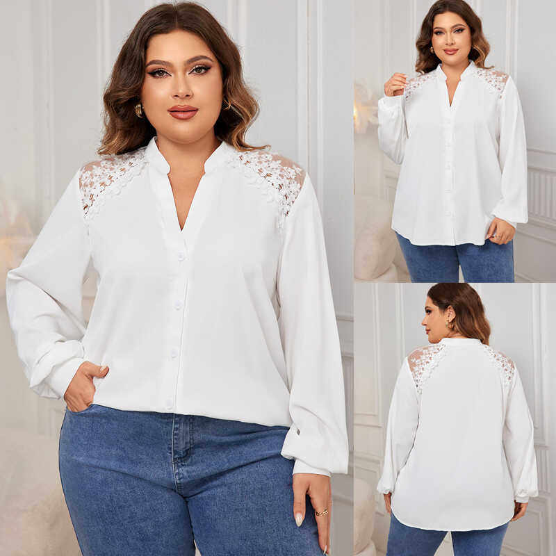 Plus size women blouse 2024 spring autumn new ladies tops 女