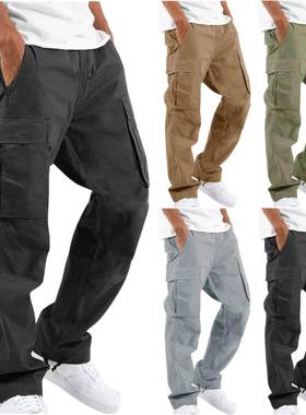 2025秋季新款男装欧美抽绳多口袋休闲长裤高街潮 Men's trous