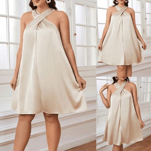 summer women 挂脖无袖 Plus 睡裙 大码 size Nightgown 2024 Sexy