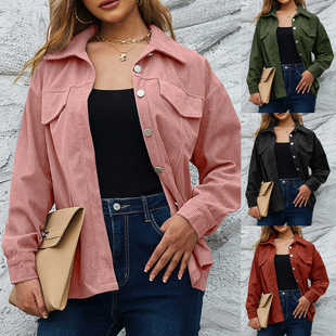 Autumn winter corduroy shirt jacket casual women coat 女外套