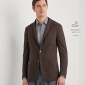 两粒扣西装 CANALI康纳利棕色棉和羊绒混纺男士 外套 25秋冬系列