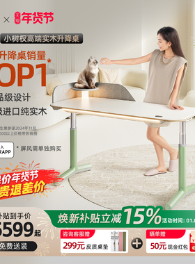 9am小树杈智能电动实木升降桌奶油风家用办公书桌电脑桌Dora款