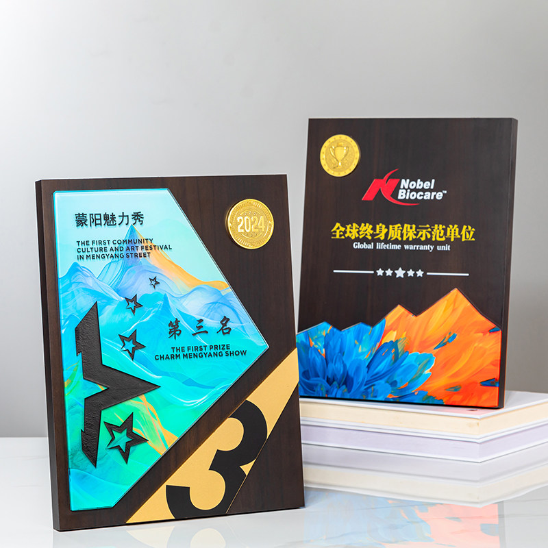 木质奖牌定制团队颁奖捐赠证书嘉奖订制荣誉授权牌战略合作伙伴
