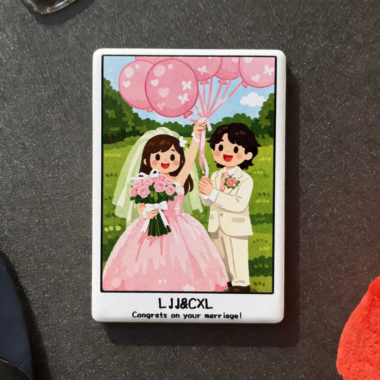 陶瓷定制冰箱贴！情侣温馨婚礼来图定制装饰可爱卡通生日纪念礼品