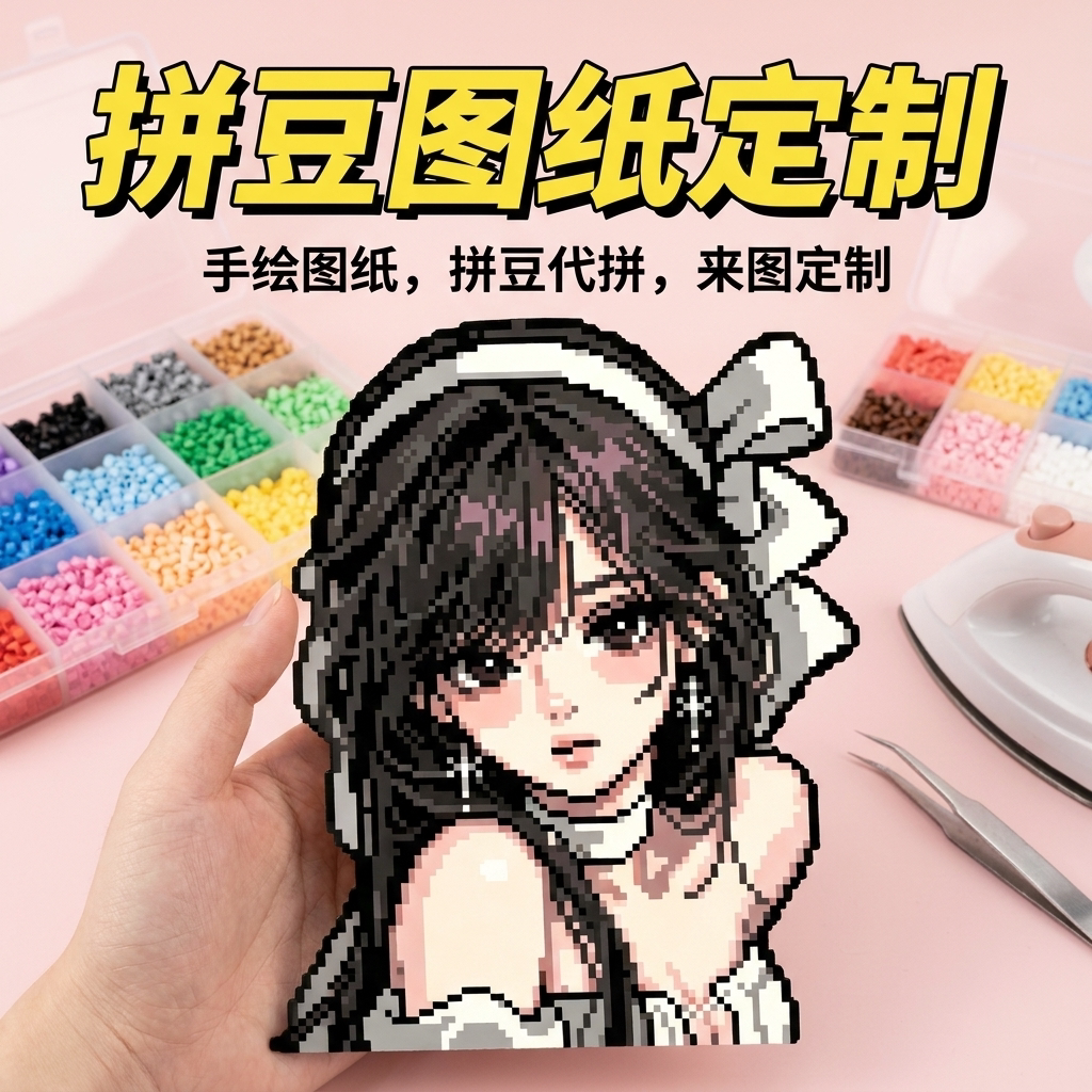 拼豆代拼定制真人照片手绘图纸图片
