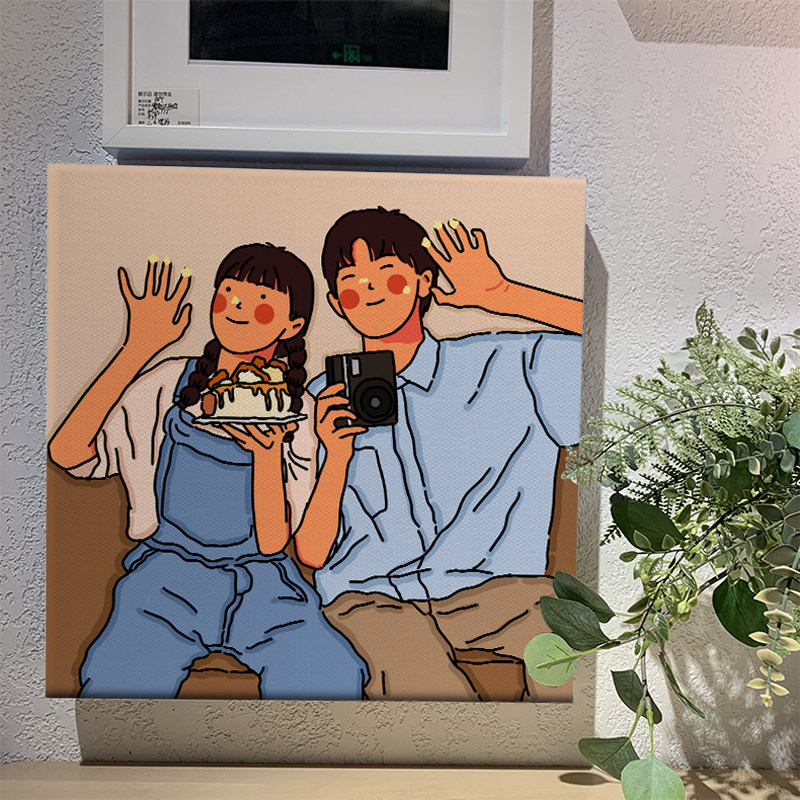 手绘头像漫画定制情侣节日礼物