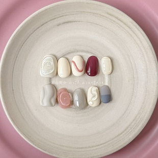 去山野中NAIL手工甲片小红书小众ins极简粉色系温柔高级感穿戴甲