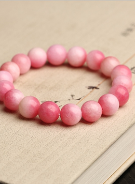 天然水蜜桃粉色学生单圈手串