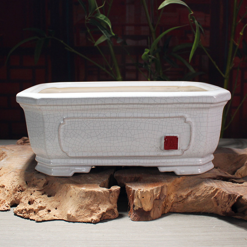 长方形陶瓷石湾盆大号盆景花盆