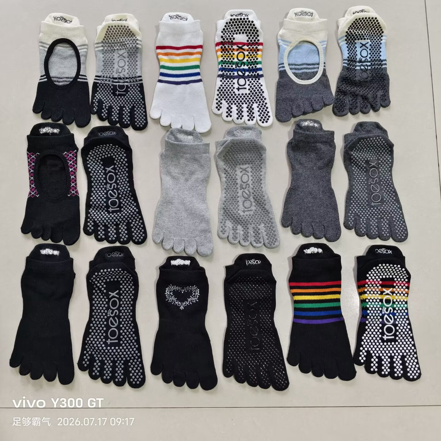 男士toesox专业瑜伽五指袜纯棉防滑透气吸汗短筒运动袜大码分趾袜