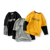 Весенний детский хлопковый лонгслив, базовый приятный телу черный комплект для мальчиков, детская одежда, в корейском стиле