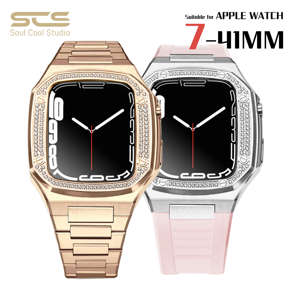 适配不锈钢AppleWatch7表壳41mm