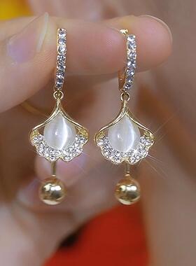 【轻奢专柜】银杏叶长款耳扣精致时尚大气耳环百搭耳饰