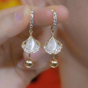 【轻奢专柜】银杏叶长款耳扣精致时尚大气耳环百搭耳饰