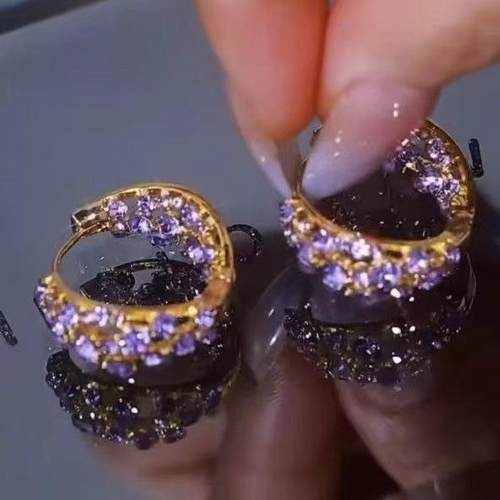 2026款小香风紫气东来紫色耳环简约气质温柔精致小众轻奢耳饰