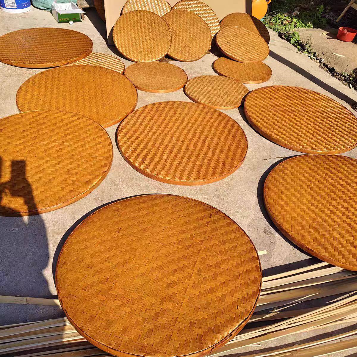 竹编簸箕复古做旧碳化无孔竹匾竹筛子文化节圆簸箕吊顶装饰大簸箕