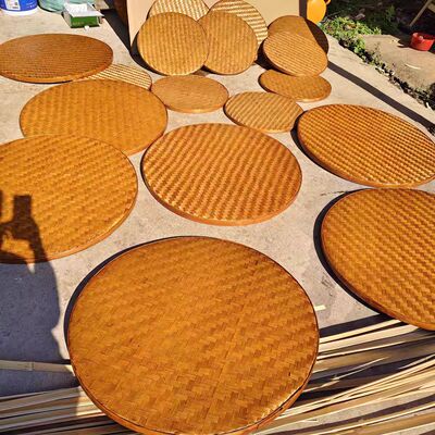 竹编簸箕复古做旧碳化无孔竹匾竹筛子文化节圆簸箕吊顶装饰大簸箕