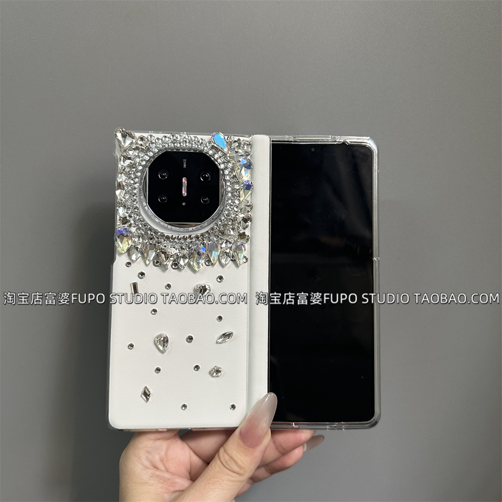 立体镶钻皮壳适用viov xfold5折叠屏中轴保护OPPO find n5手机壳