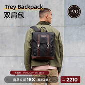 property of荷兰小众复古牛皮搭扣双肩包Trey户外旅行背包通勤包