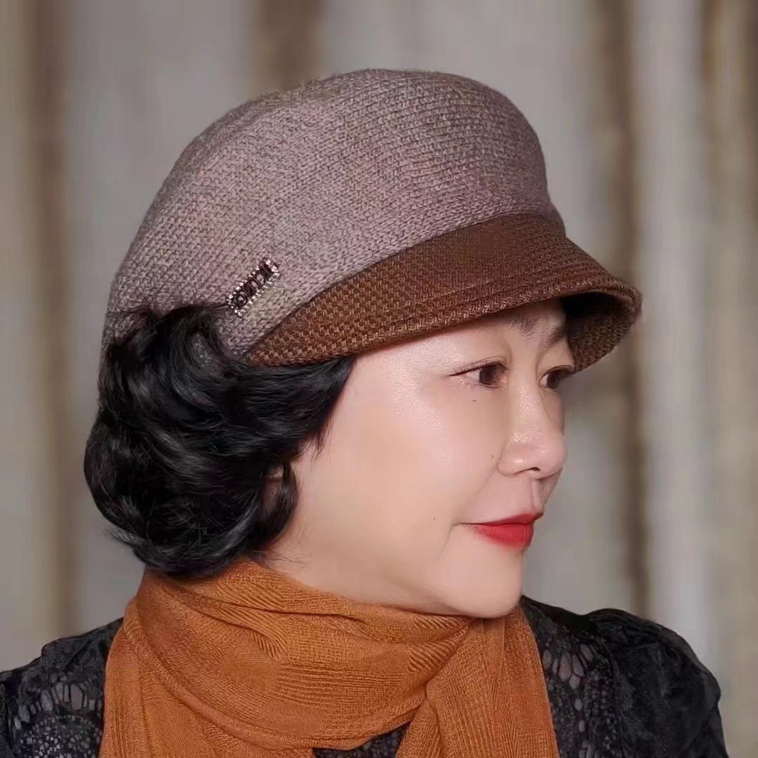轻奢风假发一体帽女秋冬贝雷帽