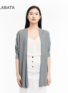 MALABATA开衫针织外套女早秋新款宽松中长款插肩袖MA252M055305
