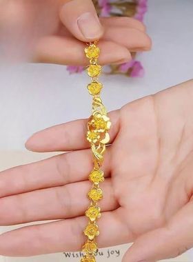 高颜值玫瑰花沙金手链百搭时尚手链婚庆首饰520表白礼品