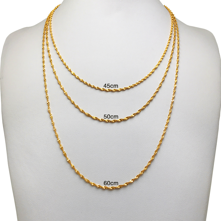 越南沙金女款锁骨肖邦项链时尚女水波链加长毛衣链黄金色久不掉色