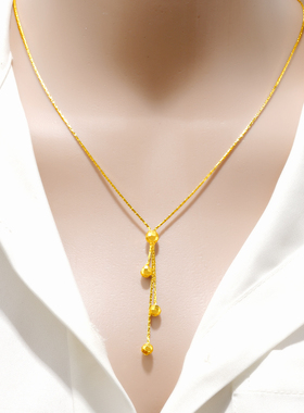 越南沙金一体项链长款吊坠流苏2025年新款女轻奢气质锁骨链首饰品