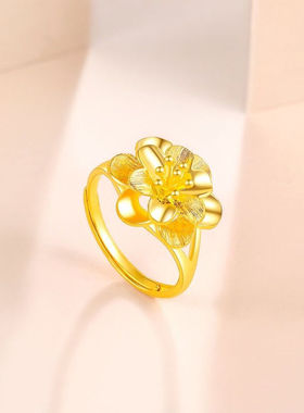 越南沙金戒指金花型求婚生日戒指计价花瓣戒指活口送对象